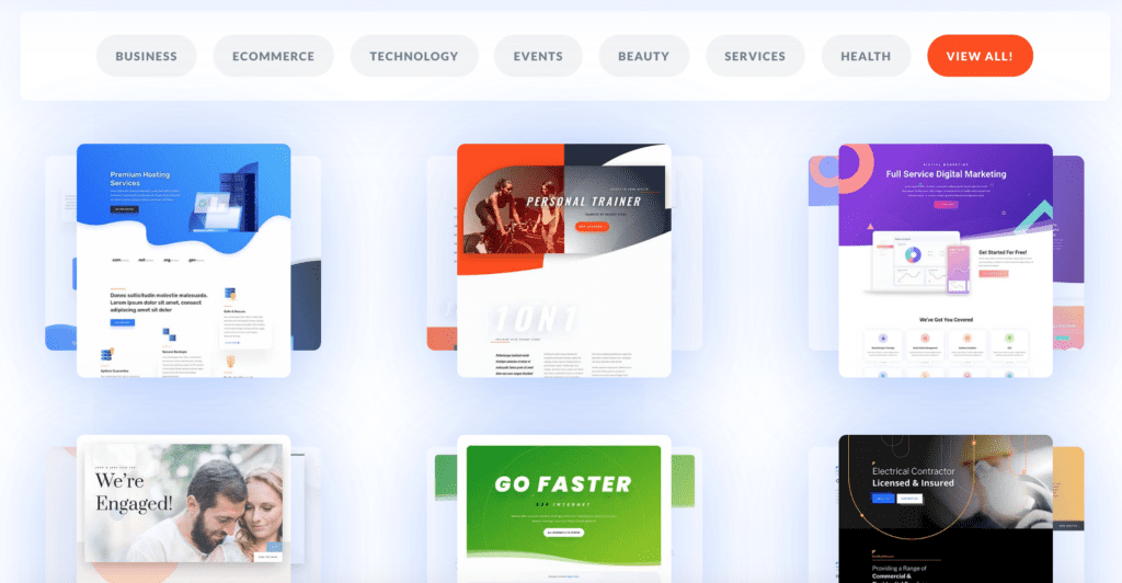 Divi vs Elementor - Divi has more layout options than Elementor